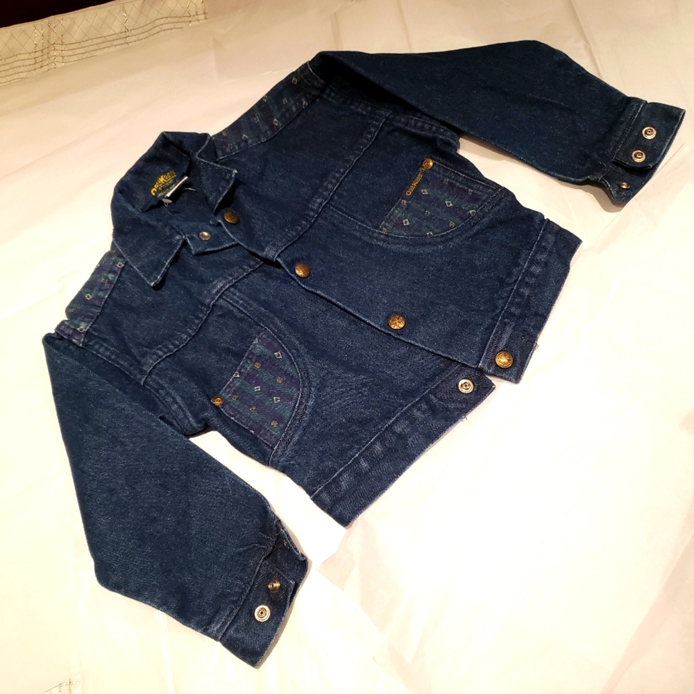 New Genuine Kids OshKosh'Bgosh Navy Denim Jean Jacket NWOT Toddler Girl USA